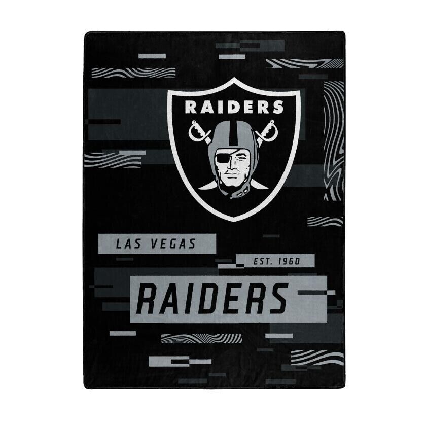 The Northwest NFL Las Vegas Raiders Digitize Design Royal Plush Raschel Blanket