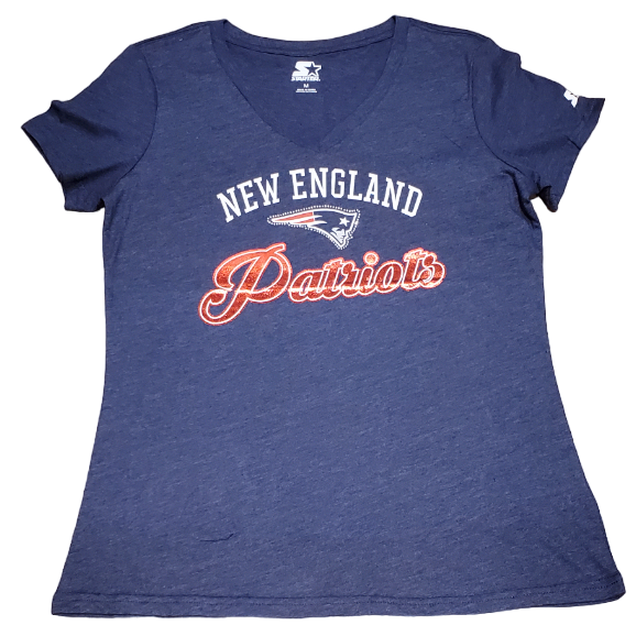 Starter NFL Women's New England Patriots Wordmark Arch V-Neck