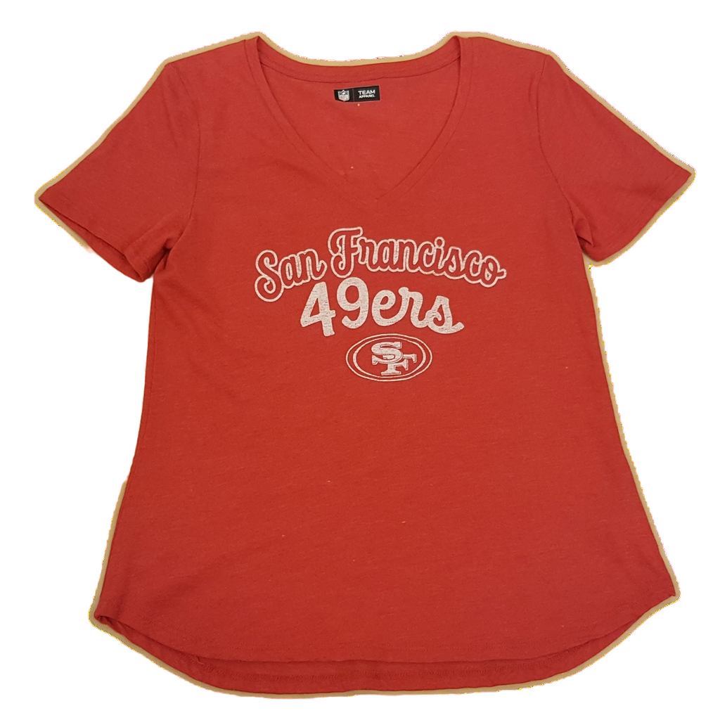 New Era NFL Women’s San Francisco 49ers Word Flex V-Neck T-Shirt