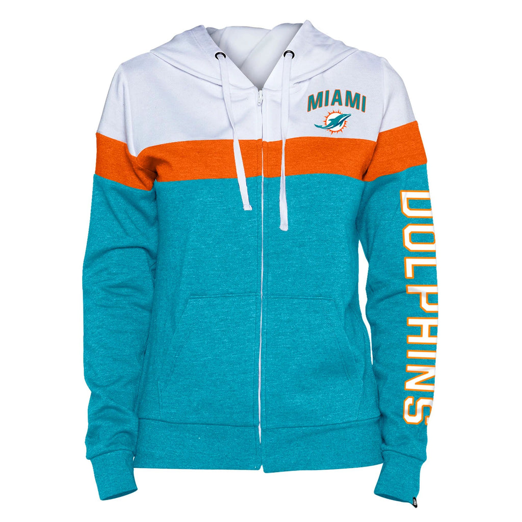New Era NFL Women's Miami Dolphins Color Block Full-Zip Hoodie