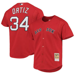 Mitchell & Ness MLB Men's Boston Red Sox David Ortiz Cooperstown Collection Mesh Batting Practice Button-Up Jersey
