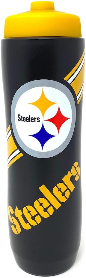 Party Animal NFL Pittsburgh Steelers Squeezy Water Bottle 32 oz