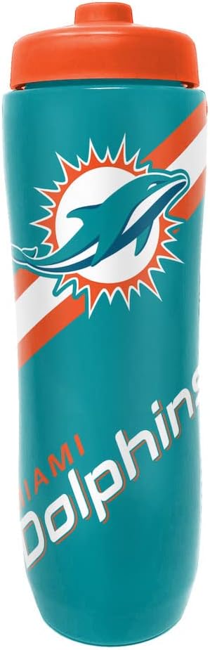 Party Animal NFL Miami Dolphins Squeezy Water Bottle 32 oz