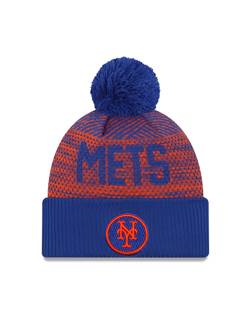 New Era MLB Men's New York Mets Authentic Collection Sport Cuffed Knit Hat with Pom