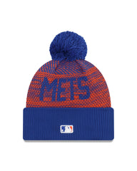 New Era MLB Men's New York Mets Authentic Collection Sport Cuffed Knit Hat with Pom