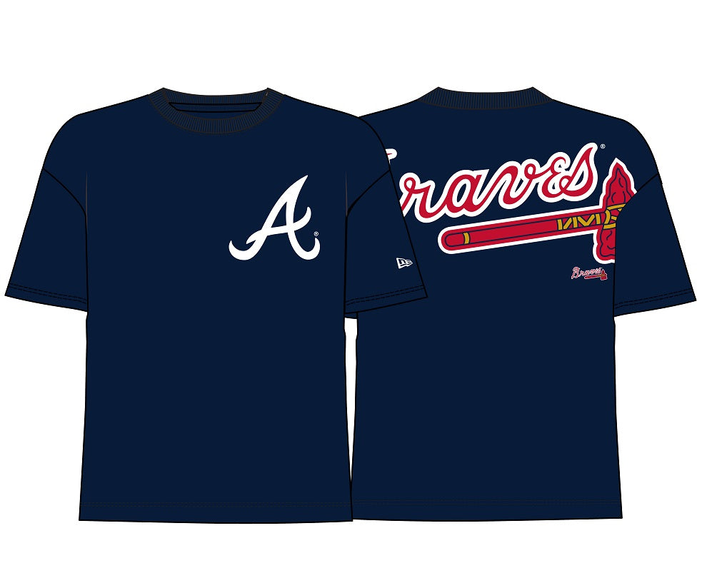 New Era MLB Men's Atlanta Braves Back Print Over sized T-Shirt