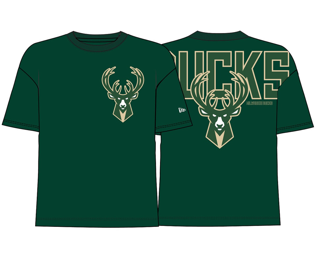 New Era NBA Men's Milwaukee Bucks Back Print Over sized T-Shirt