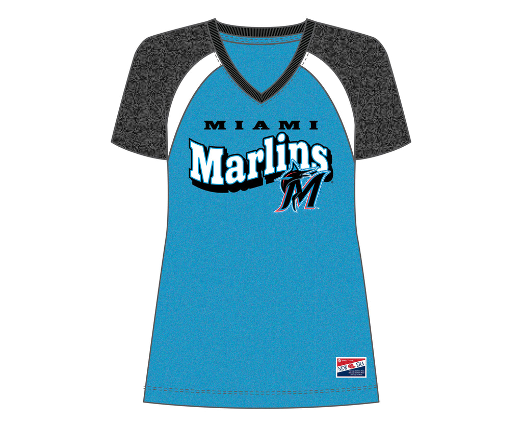 New Era MLB Women's Miami Marlins Color Block V-Neck