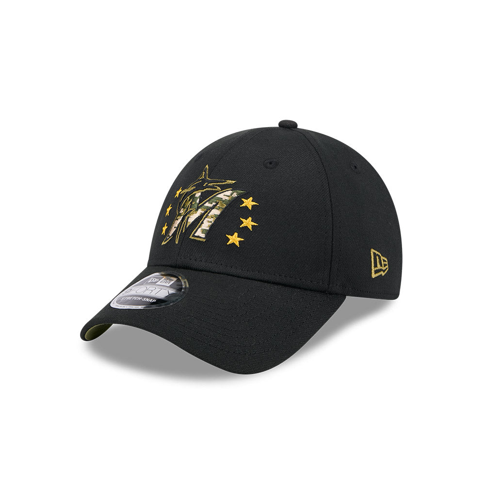 New Era MLB Men's Miami Marlins 2024 Armed Forces Day Black 9FORTY Adjustable Hat