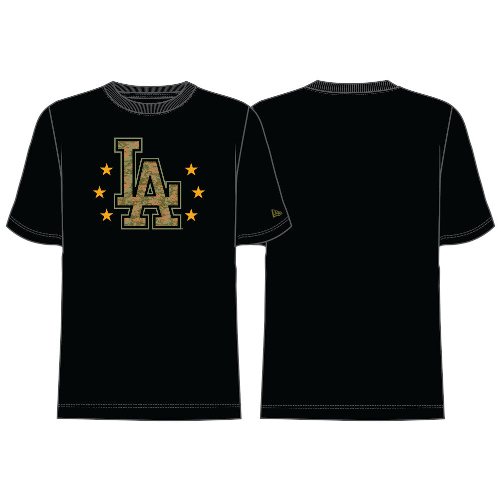 New Era MLB Men's Los Angeles Dodgers 2024 Armed Forces T-Shirt Black