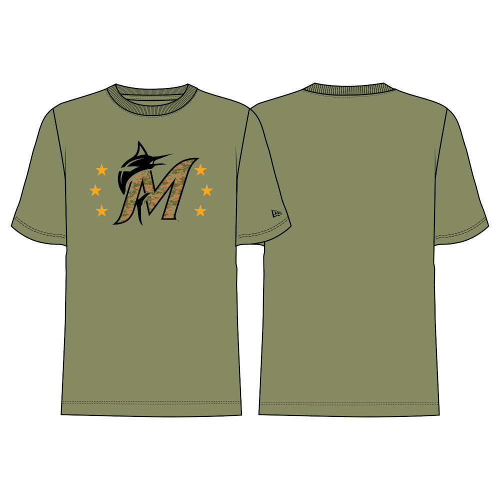 New Era MLB Men's Miami Marlins 2024 Armed Forces Day T-Shirt Olive