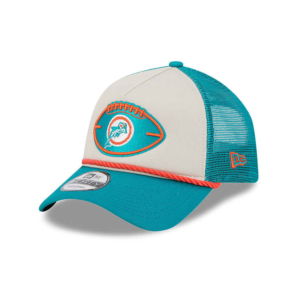 New Era NFL Men's Miami Dolphins 2024 Sideline Historic 9FORTY Trucker Snapback Hat