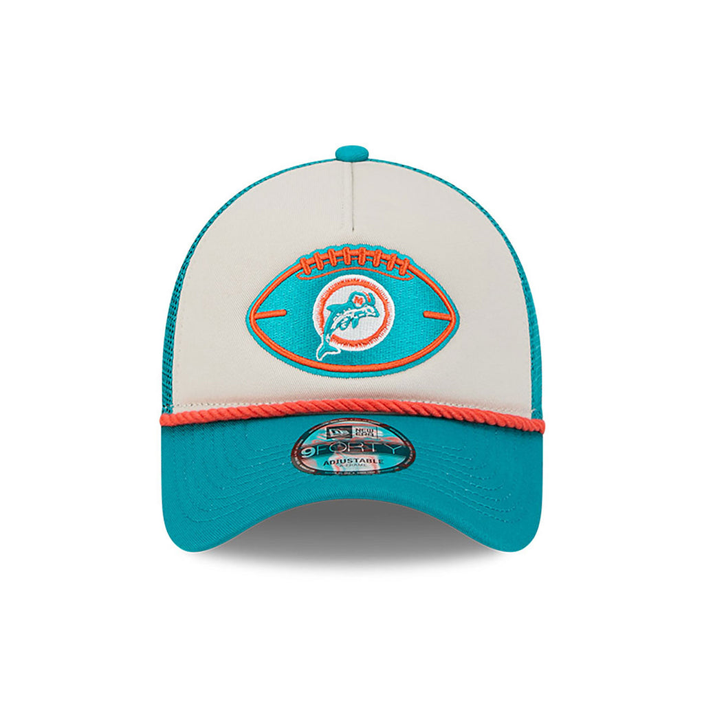 New Era NFL Men's Miami Dolphins 2024 Sideline Historic 9FORTY Trucker Snapback Hat