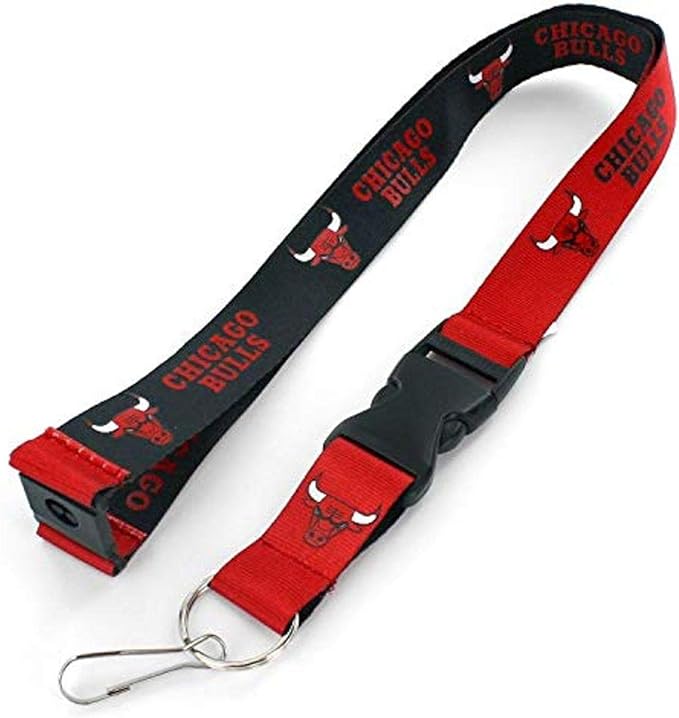 Aminco NBA Chicago Bulls Reversible Lanyard Keychain Badge Holder With Safety Clip