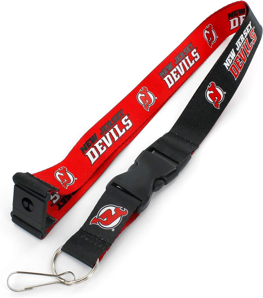 Aminco NHL New Jersey Devils Reversible Lanyard Keychain Badge Holder With Safety Clip