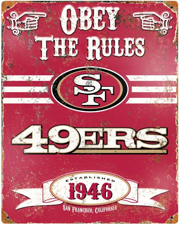 Party Animal NFL San Francisco 49ers Embossed Metal Vintage Sign