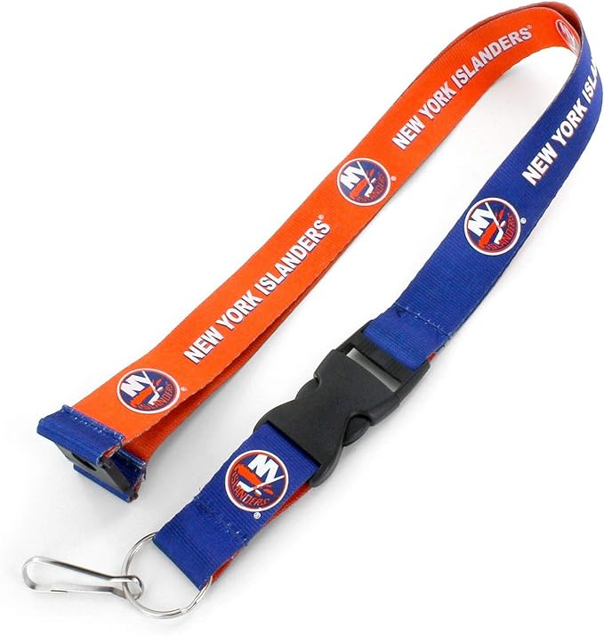 Aminco NHL New York Islanders Reversible Lanyard Keychain Badge Holder With Safety Clip