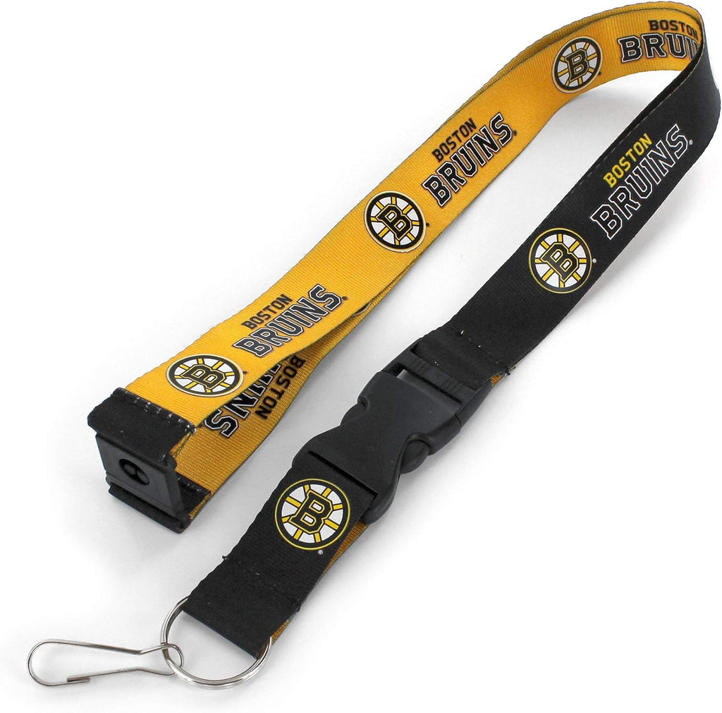 Aminco NHL Boston Bruins Reversible Lanyard Keychain Badge Holder With Safety Clip