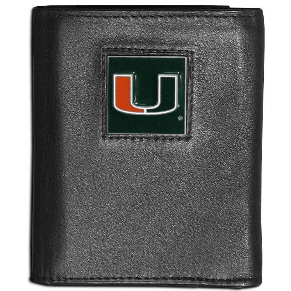 Siskiyou Sports NCAA Men's Miami Hurricanes Genuine Leather Tri-fold Wallet