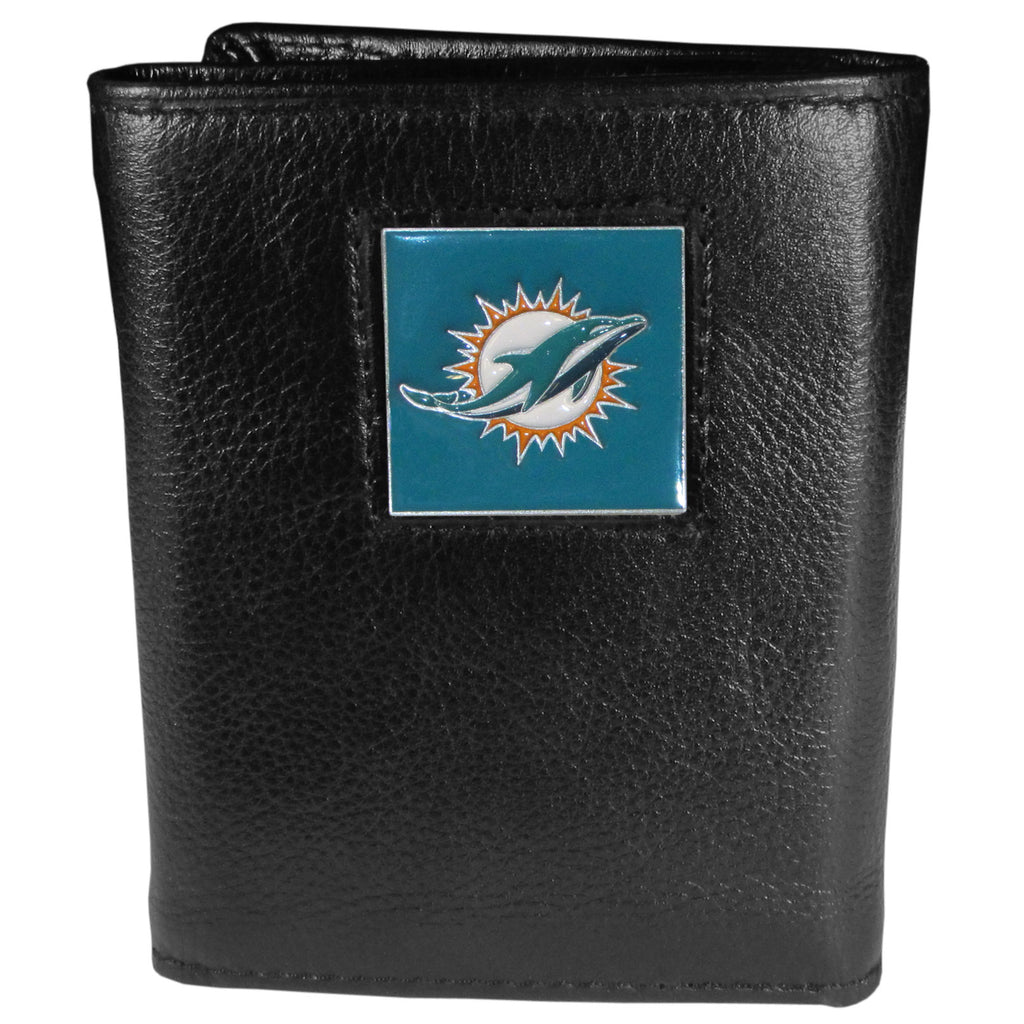 Siskiyou Sports NFL Men's Miami Dolphins Genuine Leather Tri-fold Wallet