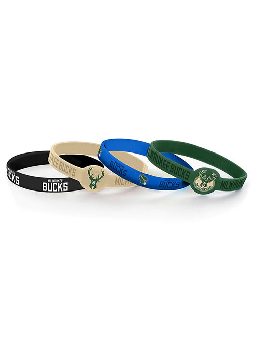 Aminco NBA Milwaukee Bucks 4-Pack Silicone Bracelets