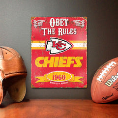 Party Animal NFL Kansas City Chiefs Embossed Metal Vintage Sign