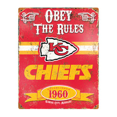 Party Animal NFL Kansas City Chiefs Embossed Metal Vintage Sign