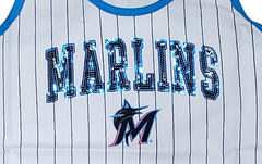 New Era MLB Women's Miami Marlins Pinstripe Sequin Tank Top