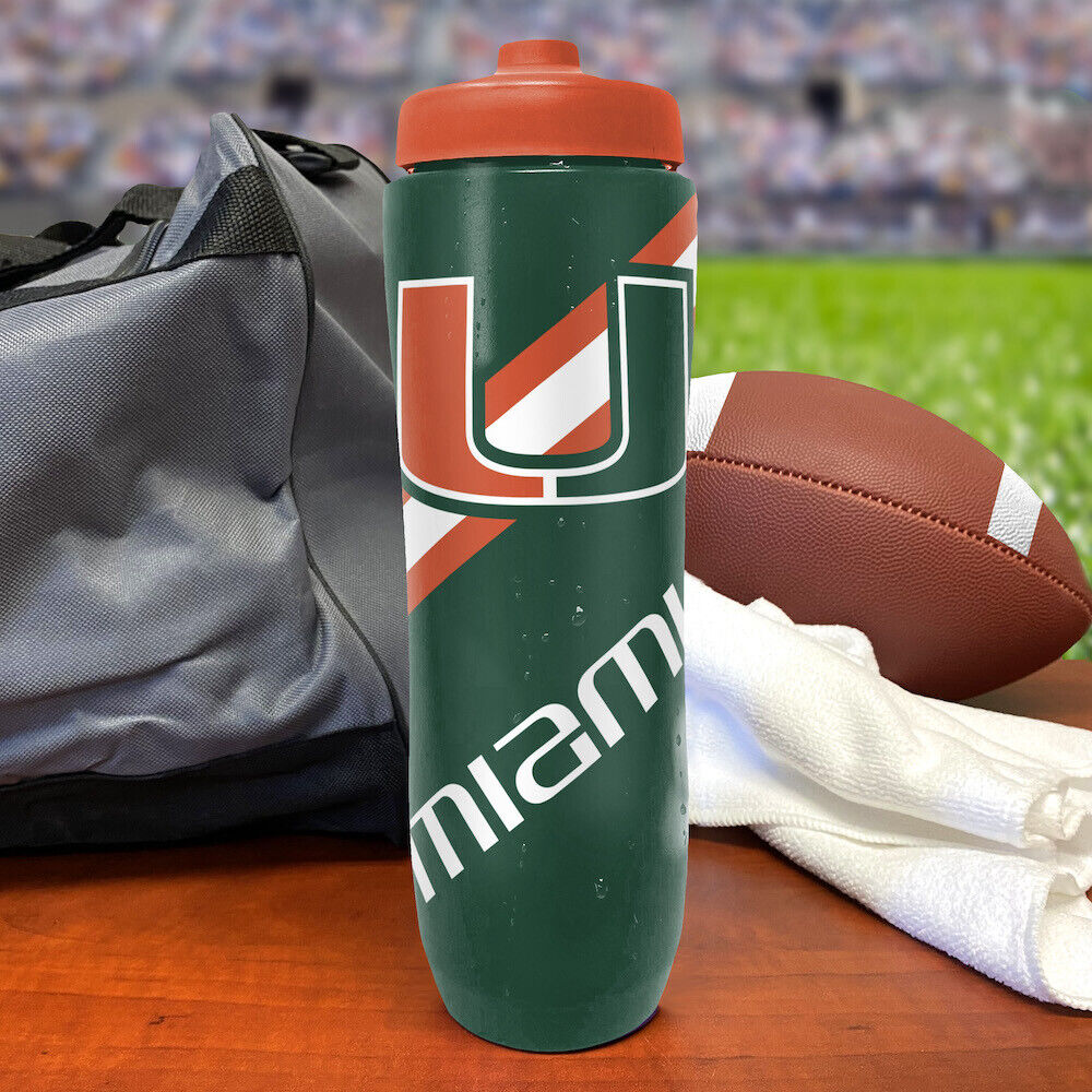 Party Animal NCAA Miami Hurricanes Squeezy Water Bottle 32 oz.