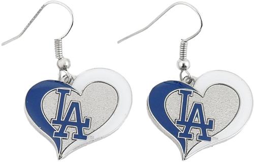 Aminco MLB Women's Los Angeles Dodgers Swirl Heart Earrings