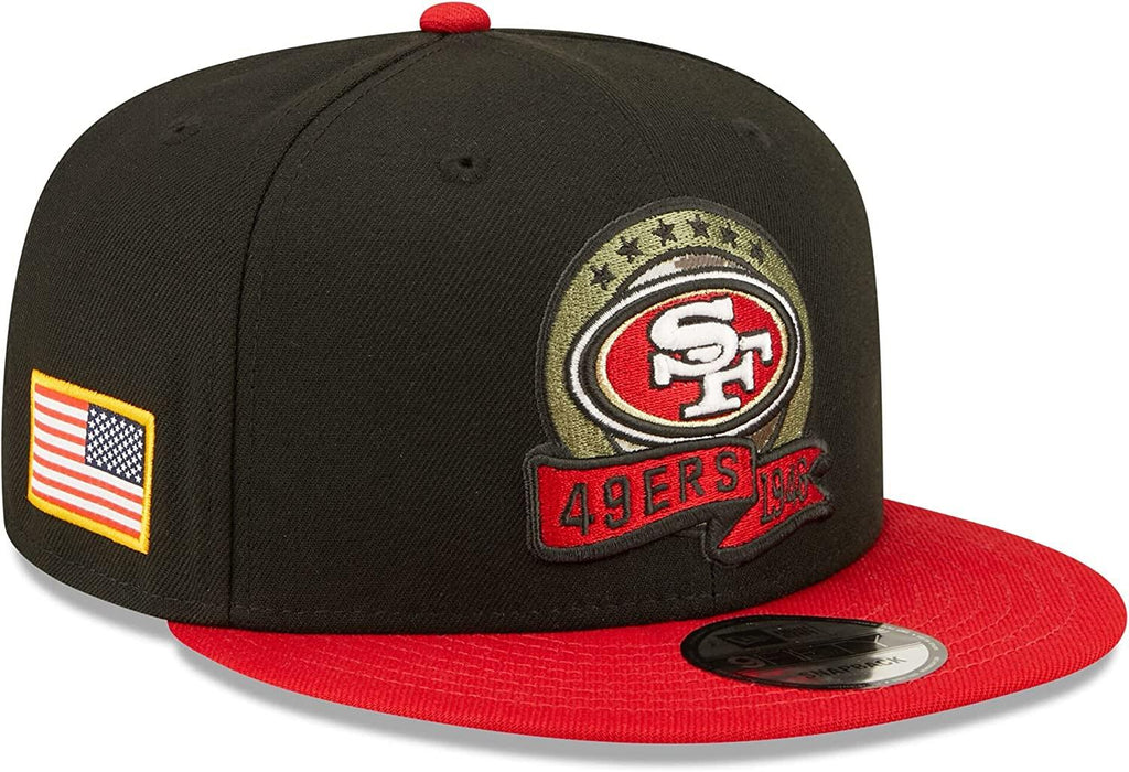 New Era NFL Men's San Francisco 49ers 2022 Salute To Service 9FIFTY Snapback Hat Black/Red OSFA