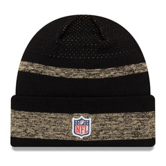 New Era NFL Men's New Orleans Saints 2021 Official Sideline Tech Knit Beanie Black/Gold One Size