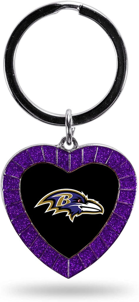 Rico NFL Baltimore Ravens Rhinestone Heart Colored Keychain
