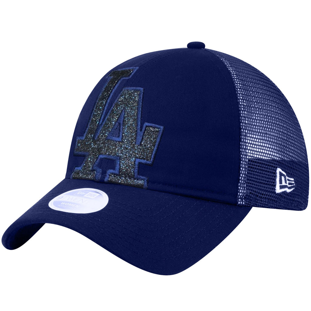 New Era MLB Women’s Los Angeles Dodgers Shined Up Trucker 9TWENTY Adjustable Snapback Hat Blue One Size