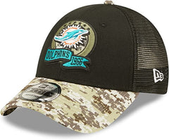New Era NFL Men's Miami Dolphins 2022 Salute To Service 9Forty Snapback Adjustable Hat Black/Digital Camo