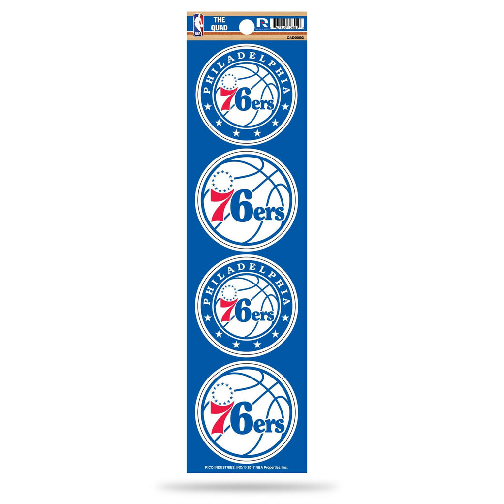 Rico NBA Philadelphia 76ers The Quad 4 Pack Auto Decal Car Sticker Set QAD