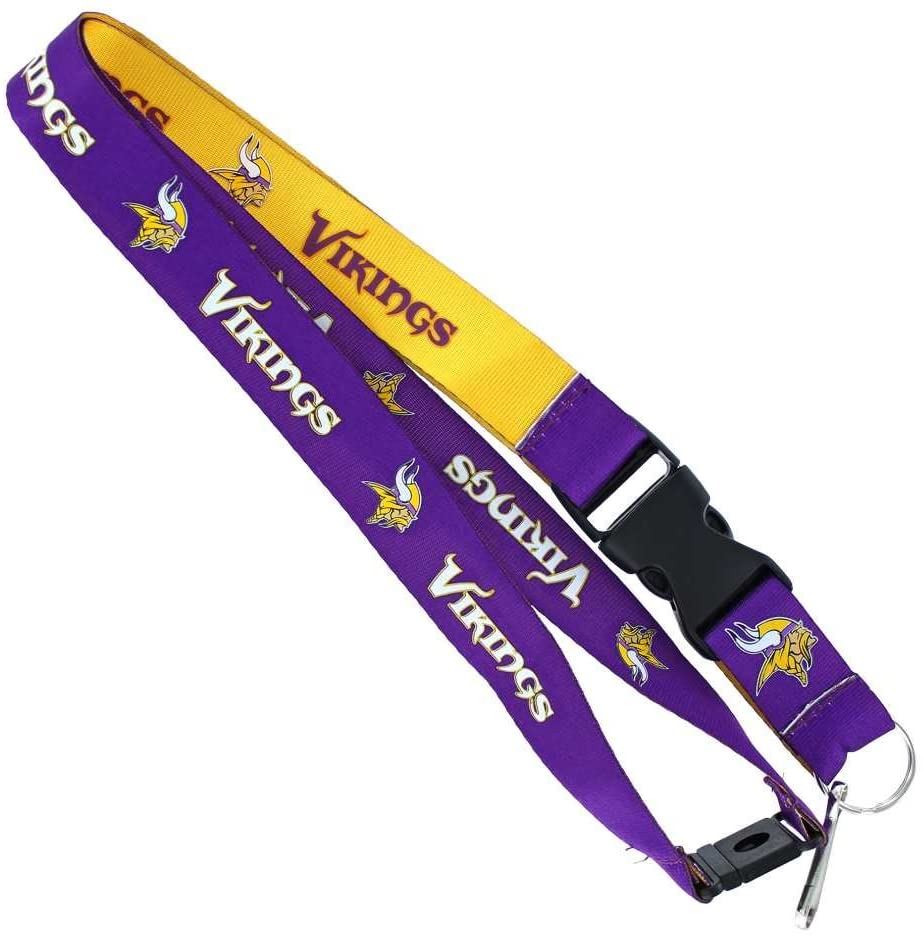 Aminco NFL Minnesota Vikings Reversible Lanyard Keychain Badge Holder With Safety Clip