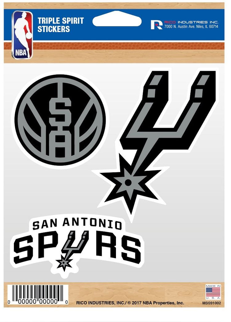Rico NBA San Antonio Spurs Triple Spirit Stickers 3 Pack Team Decals