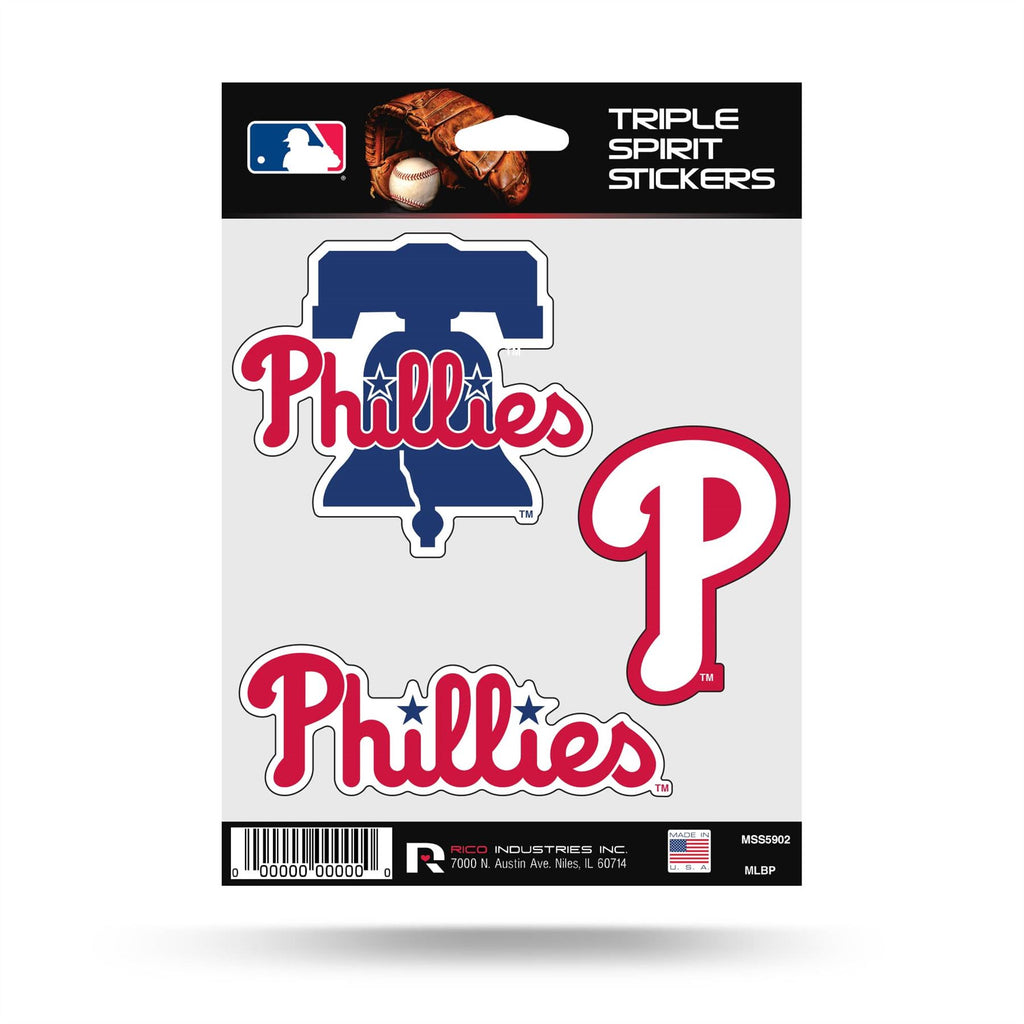 Rico MLB Philadelphia Phillies Triple Spirit Stickers 3 Pack Team Decals MSS02