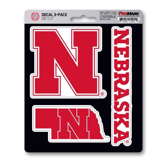 Fanmats NCAA Nebraska Cornhuskers Team Decal - Pack of 3