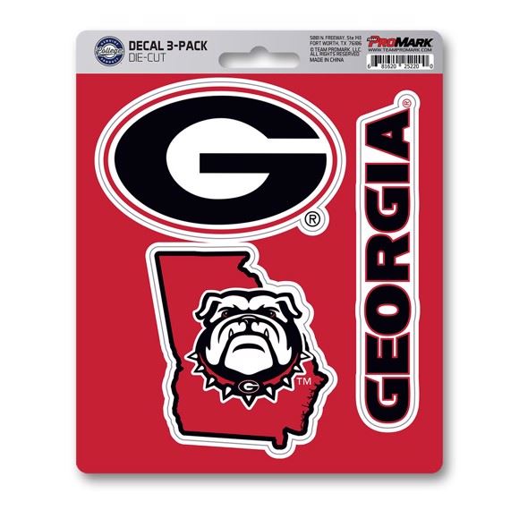 Fanmats NCAA Georgia Bulldogs Team Decal - Pack of 3