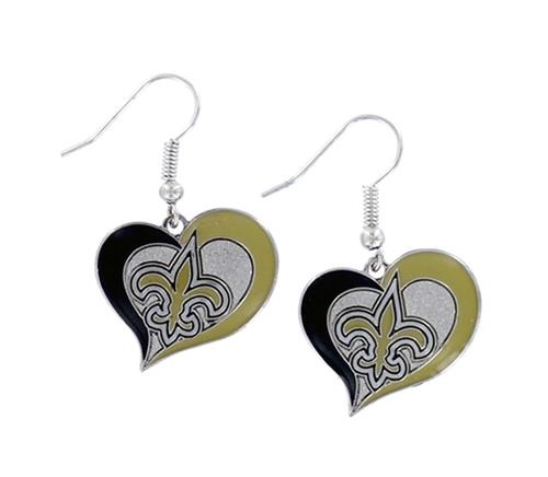 Aminco NFL Women's New Orleans Saints Swirl Heart Earrings