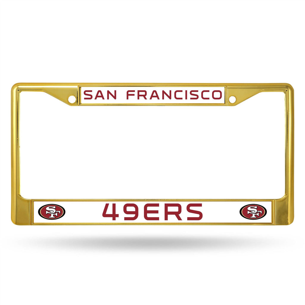 Rico NFL San Francisco 49ers Colored Auto Tag Chrome Frame FCC Gold