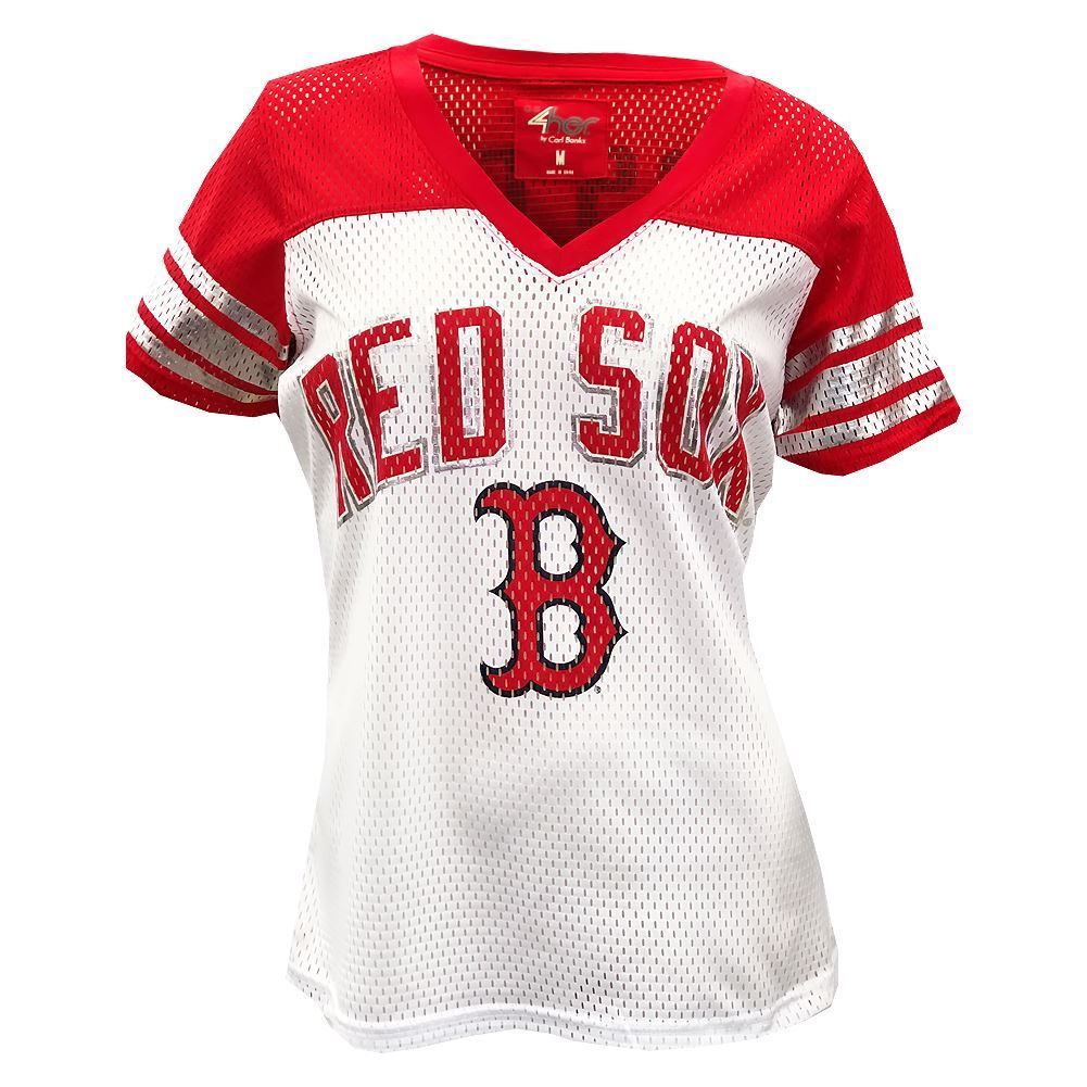 G-III MLB Women's Boston Red Sox All American V-Neck Mesh T-Shirt Large