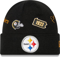 New Era NFL Men's Pittsburgh Steelers Identity Cuffed Knit Beanie Black OSFM