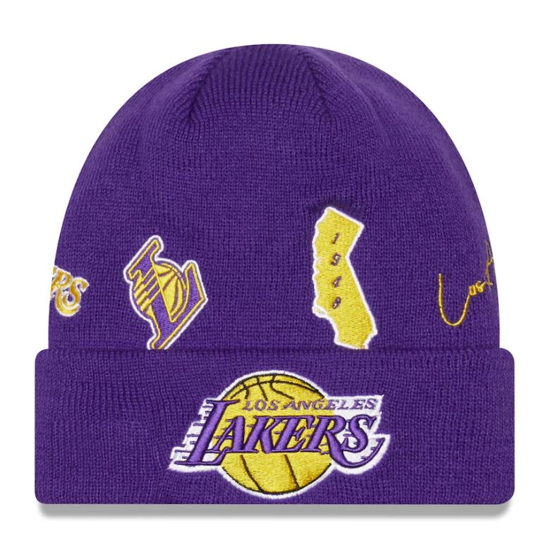 New Era NBA Men's Los Angeles Lakers Identity Cuffed Knit Beanie Purple OSFM