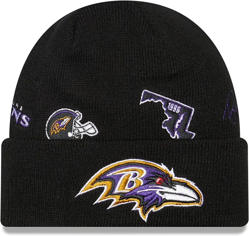 New Era NFL Men's Baltimore Ravens Identity Cuffed Knit Beanie Black OSFM