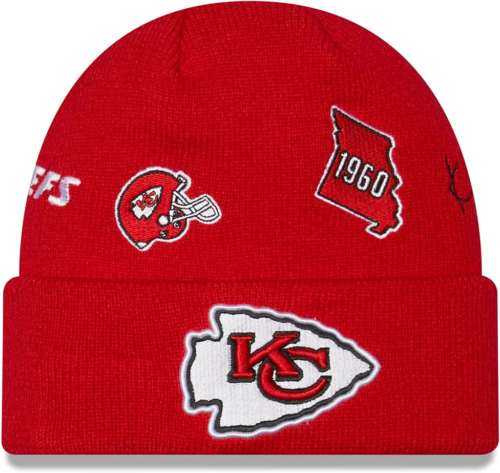 New Era NFL Men's Kansas City Chiefs Identity Cuffed Knit Beanie Red OSFM
