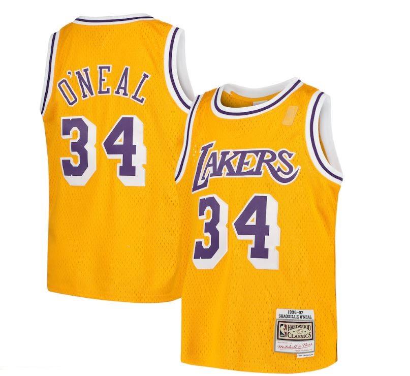 Shop Mitchell & Ness Fashion Mesh LA Lakers V-Neck Tee Jersey