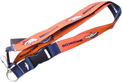 Aminco NFL Denver Broncos Reversible Lanyard Keychain Badge Holder With Safety Clip